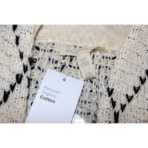 New w/Tags Eileen Fisher L/XL - Argyle Kimono Cardigan - Heavy Cotton Cardi Coat - Picture 3 of 10